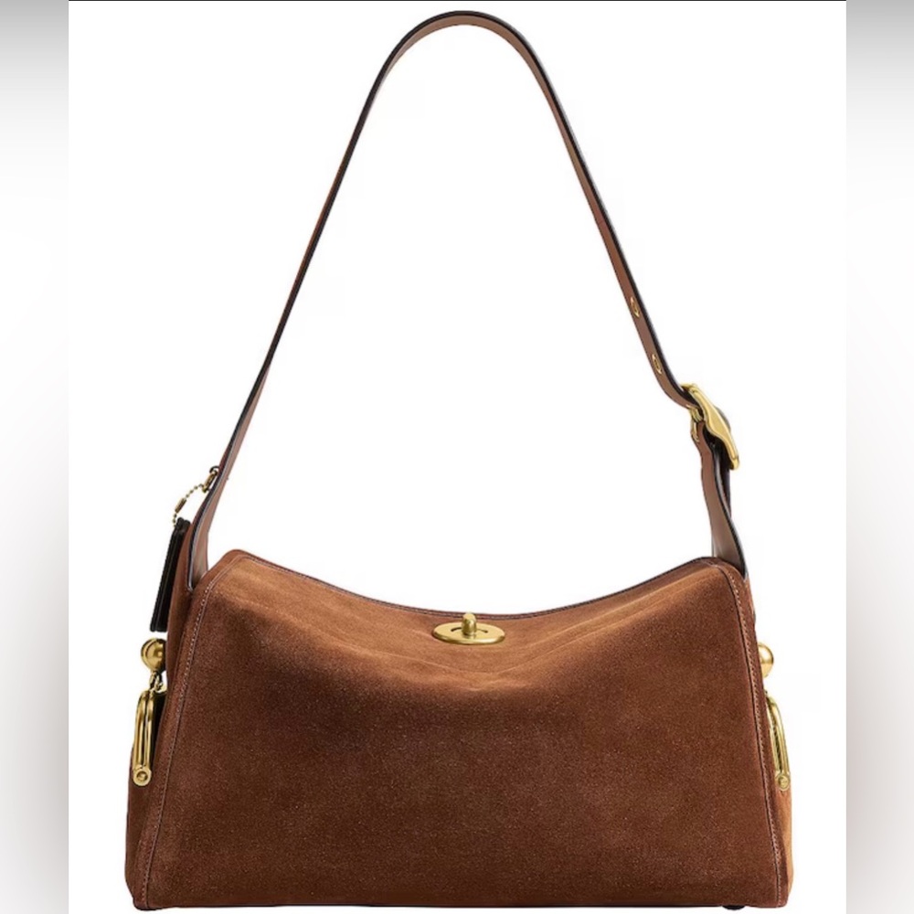 Coach Originals Turnlock Haversack Suede Shoulder Bag - Picture 2 of 8